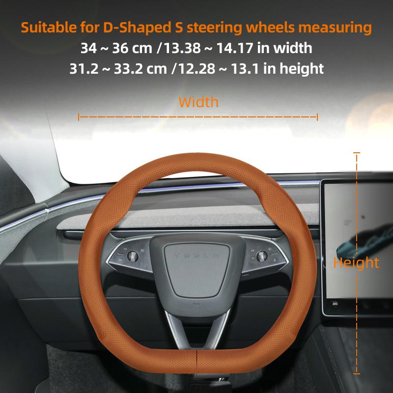 Suitable for Tesla Ultra-Thin Breathable Leather Steering Wheel Cover Suitable for Model 3 Y X S 2024