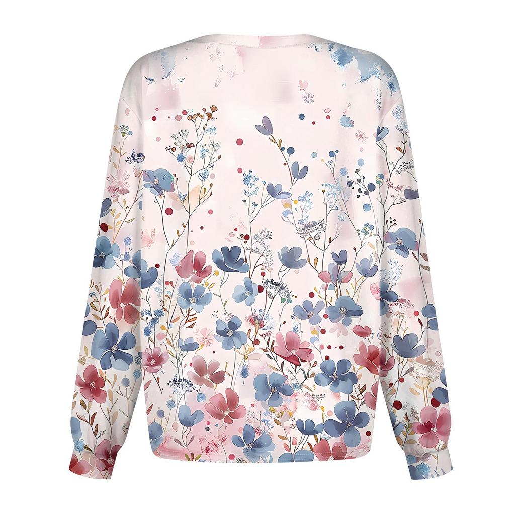 Женский повседневный однобортный однобортный защитная одежда с длинными рукавами и цветочным принтом, кардиган, топ