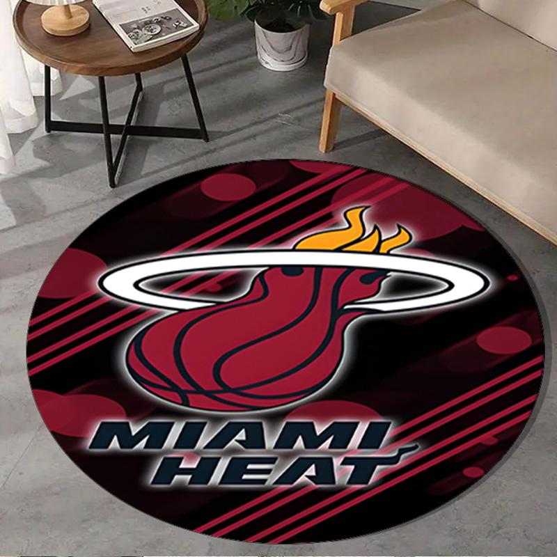 Miami-Heat Basketball Art Round Rug for Livingroom,Bedroom, Palyroom, Chair Rug, Area rug, Circle Carpet, Large Size Fan Christmas gift