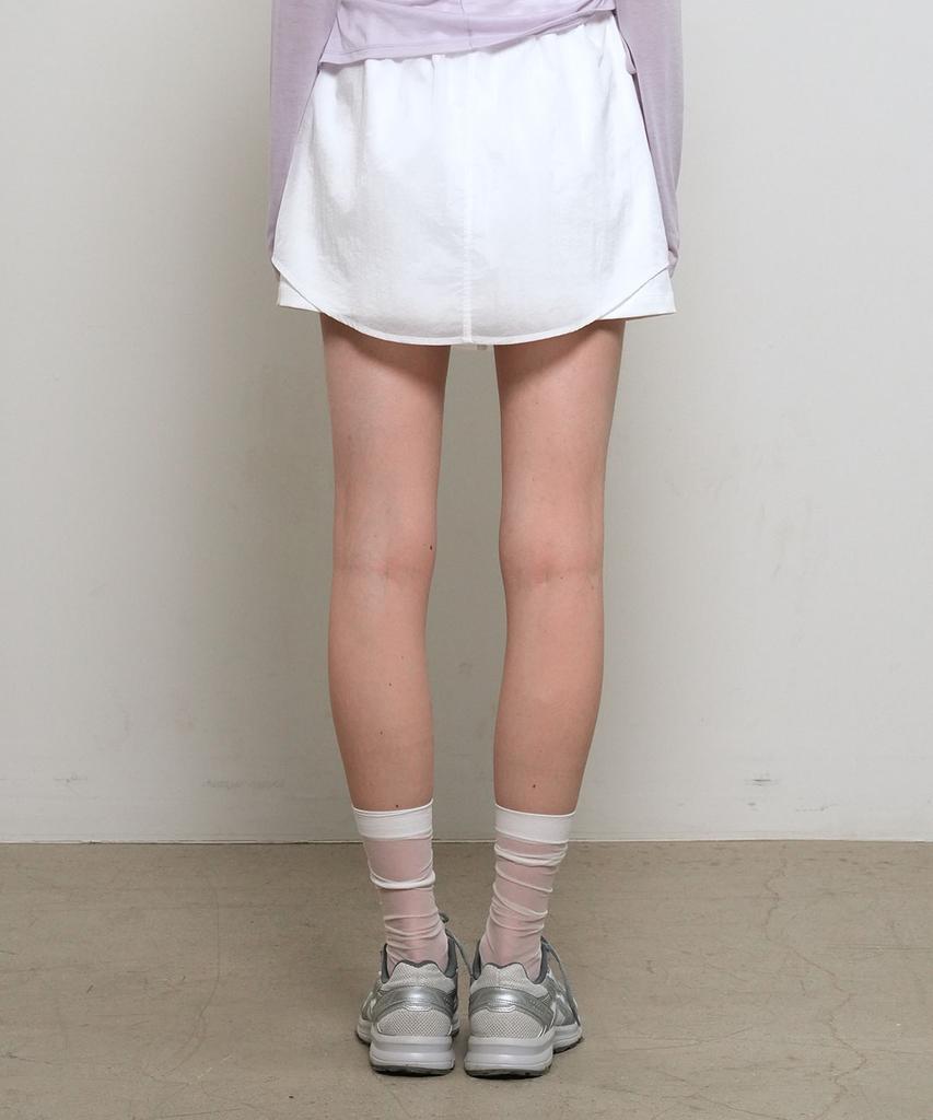 General Idea Sheer Shirred Layered Elastic Skirt [White] / Gf1Lsk508