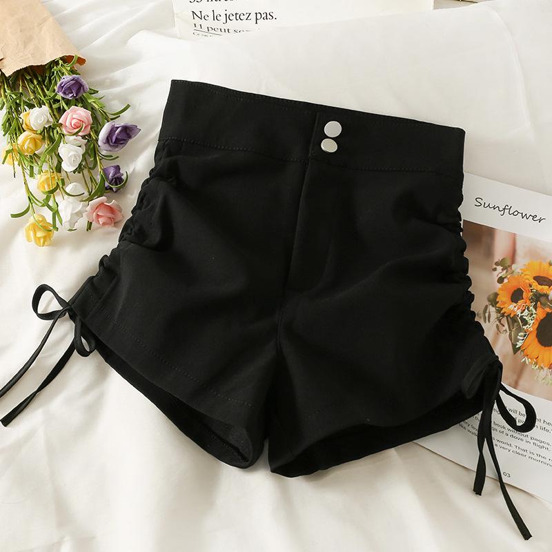 Женские узкие шорты А-силуэта с высокой талией и шнуровкой по бокам — корейский стиль, осень/зима 2022 г.
