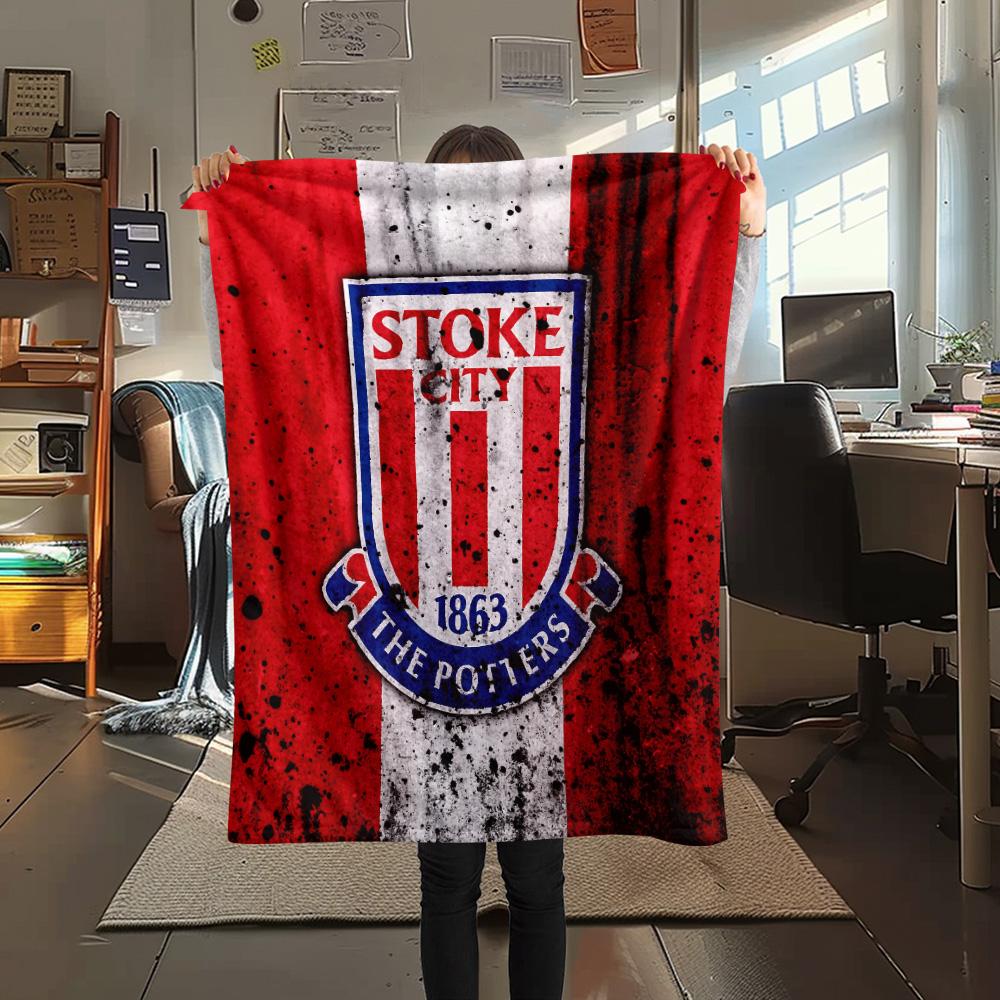 Stoke City Football Club Print Flannel Blanket, High quality Comfortable for All Seasons, Home Decor, Warmth and Comfort