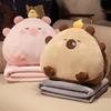 Cartoon Rice Ball Capybar Pillow Blanket Three-in-one Plush Doll Girl Nap Pillow Rest Pillow Warms Hands