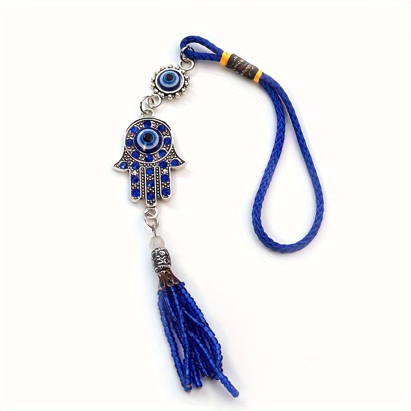 1pc Devil's Eye Horseshoe-shaped Blue Eye Rhinestone Lucky Decoration Pendant, Keychain & Car Hanger