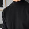 Men Bottoming T-shirt Half-high Collar German Velvet Solid Color Elastic Mid Length Pullover Layering Top for Winter And Fall