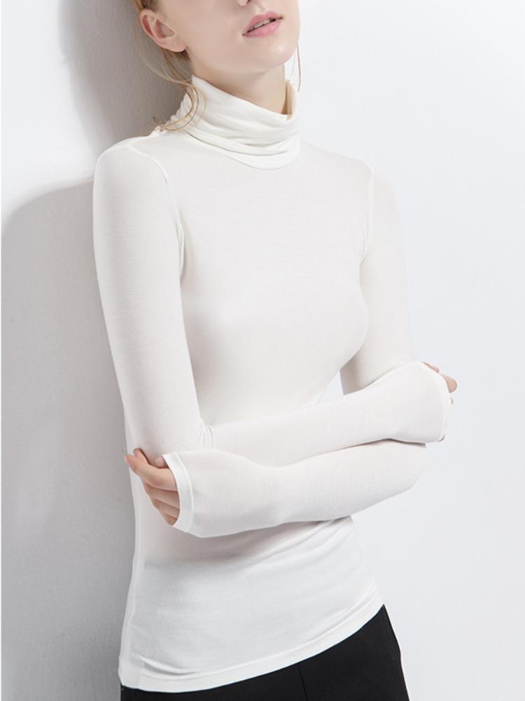 Весенне-осенний пуловер, сексуальный однотонный женский тонкий топ с длинными рукавами, женская водолазка, базовая рубашка, топы, уличная одежда