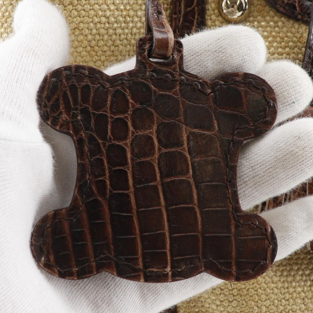 CELINE Boogie bag Handbag triomphe charm Brown straw/Embossed Leather Women Used