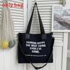 Oxford Canvas Tote Bag For Women With Letter Print Soft Shoulder Daily Use