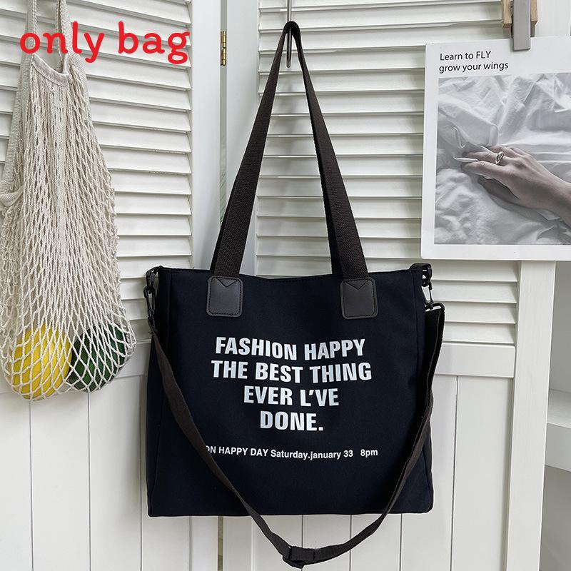 Oxford Canvas Tote Bag For Women With Letter Print Soft Shoulder Daily Use