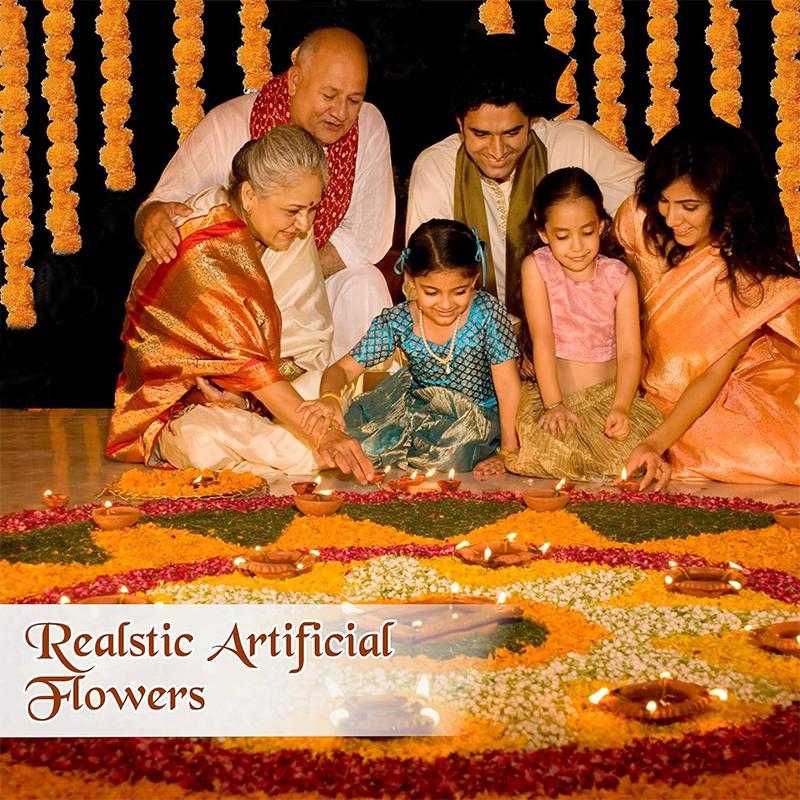 1PC Yard Artificial Marigold Flower Garland Artificial Flowers for Diwali Wreath Garland