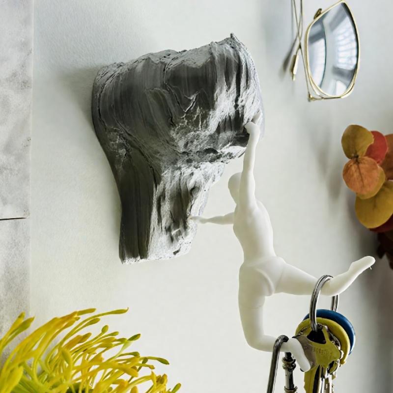 Mountain Man Wall Figure Climbing Sculpture Modern Rock Climber Figurine 3D-Printed Hook For Towel Keys Coat Bedroom Workplace