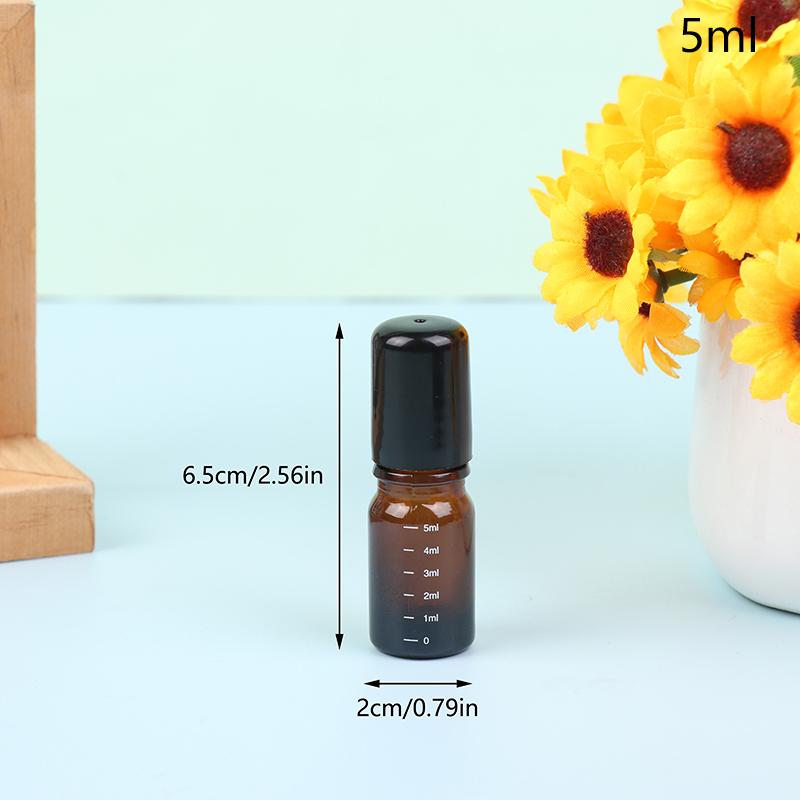 1 шт. Янтарный шариковый флакон для эфирных масел, пустой флакон для духов, многоразовый контейнер для жидкости, 5/10/15/30/50/100 мл