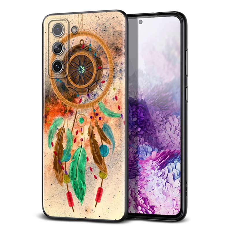 Indian Feathers Girl for Samsung Galaxy S21 Ultra Plus Note 20 10 9 8 S10 S9 S8 S7 S6 Edge Plus Black Phone Case