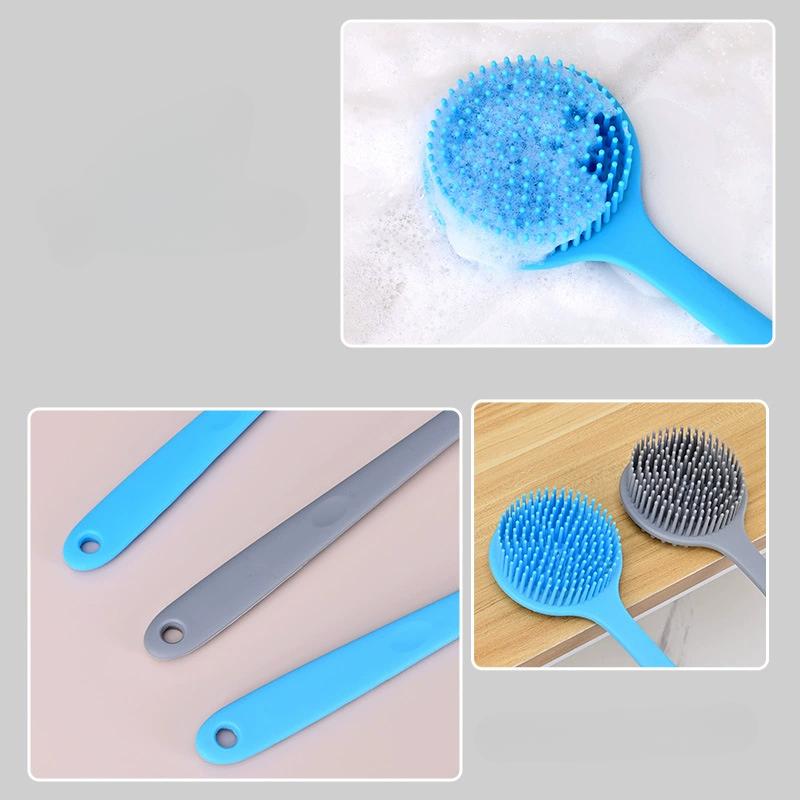 Щетка для спины для душа, мягкая силиконовая щетка для ванны и тела с длинной ручкой