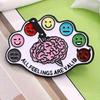 "All Feelings Are Valid" Interesting Brain Piercing Brooch Cartoon Emoticon Badge Pin Buckle Accessory