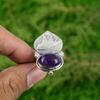 Womens day Deal 925 Silver Oval Natural African Amethyst Bird Solitaire New Ring