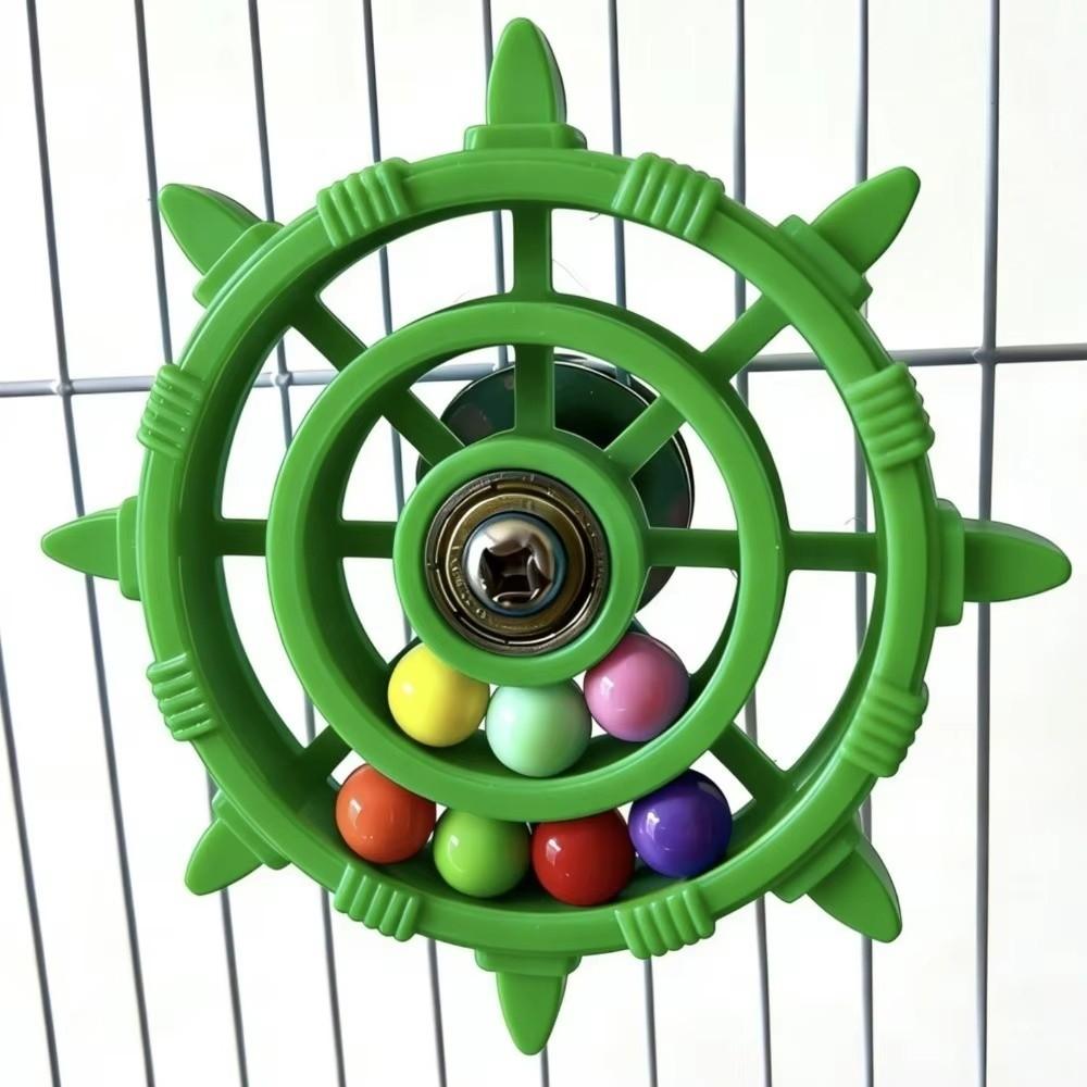 Bite Resistant Parrot Spinner Toy Colorful Beads Spinning Wheel Toy Bird Cage Enrichment