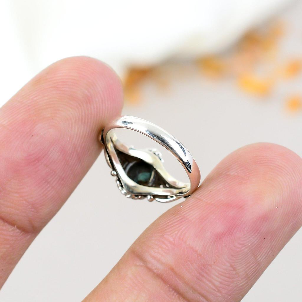 925 Sterling Silver Malachite Gemstone Ring For Women