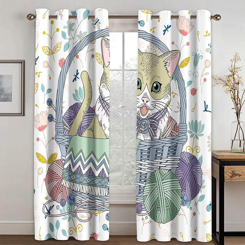 3D Современный милый мультяшный кот ребенок высокая затемняющая оконная штора разные стили мультяшного узора спальня гостиная затемняющая штора