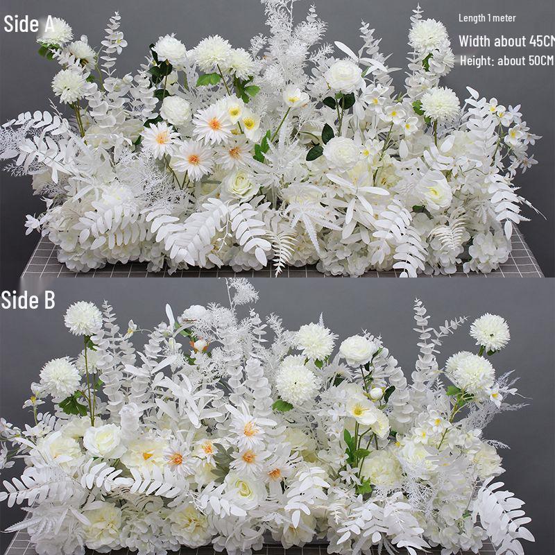 Свадебная композиция из эвкалиптового шелка: Декор прохода и сцены в горшках