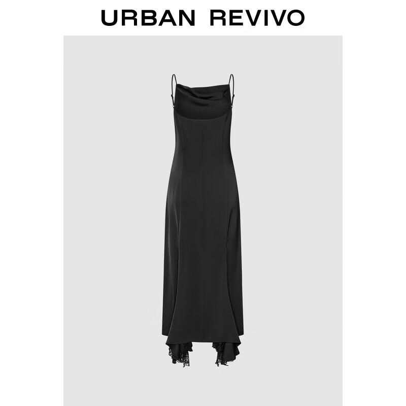 UR 2025 Spring Modern City Patchwork Cowl Neck Sling Dress
