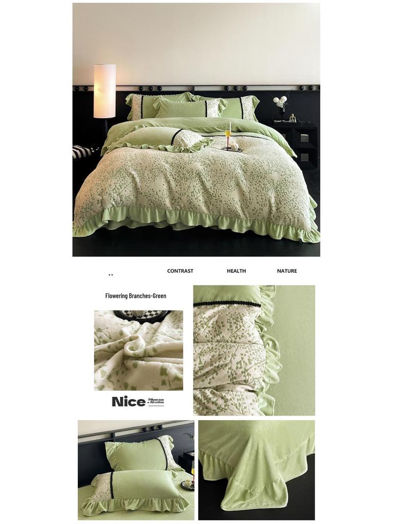 Ультра-толстое теплое осенне-зимнее бархатное резное постельное белье из 4 предметов - Класс А, Антистатическое, Идеально для мамы и малыша.