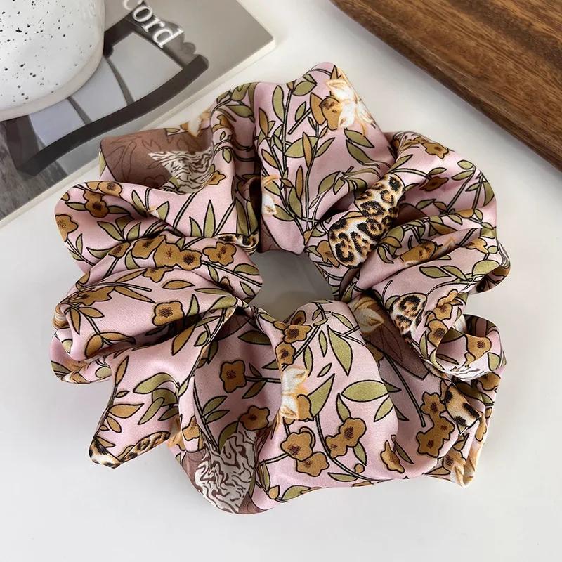 Printed Scrunchies Elastic Hair Bands Women Girls Vintage Hair Rope Ties Headbands Hair Accessories Ponytail Holder Rubber Bands