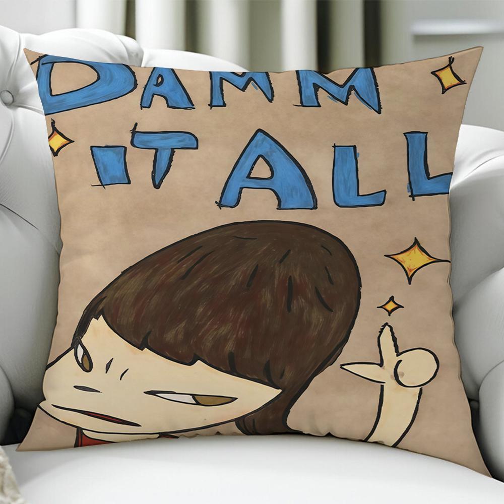 Art YYoshitomo Nara cushion cover Birthday Anniversary Gifts Double Sided Printed Zipper Cushion Cover Soft Skin Bedding