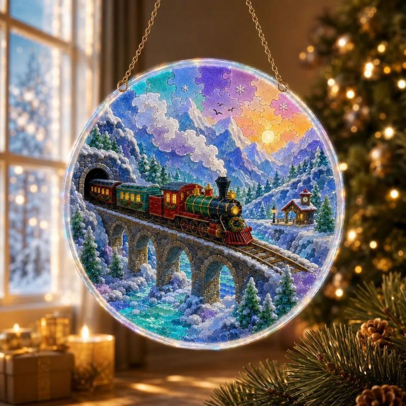 Christmas Acrylic Hanging Ornament Puzzle Catcher Light Reflector Decorative Tree Holiday Home Decoration