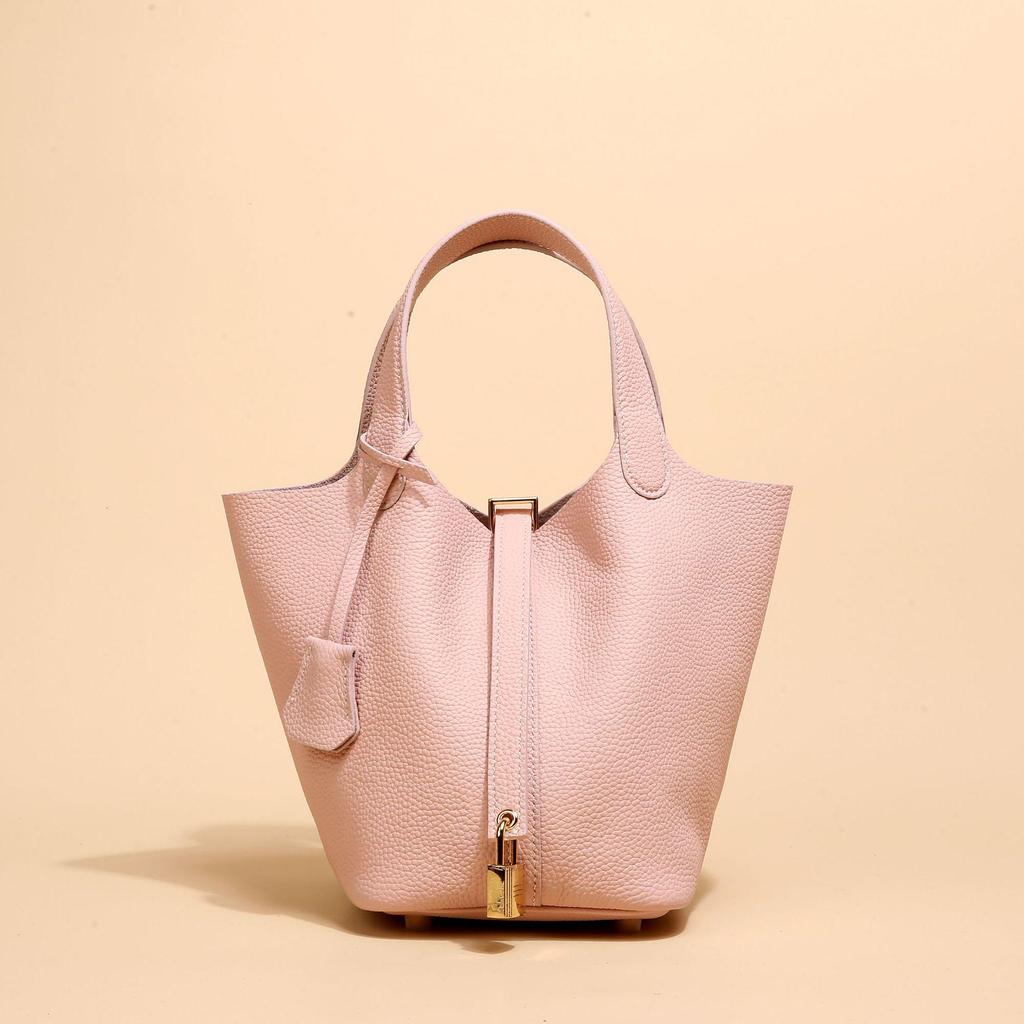 2024 Женская сумка-ведро из натуральной кожи с узором личи - Осенне-зимняя сумка-корзина для овощей