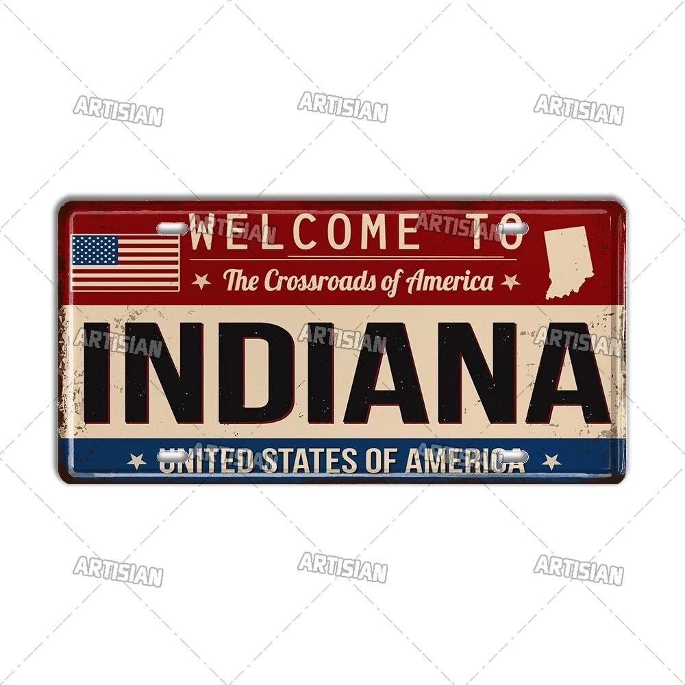 Artisian USA License Plate US Welcome To Metal Sign Landmark City State Decorative Plaque Wall Decor Garage Bar Pub Club Hotel