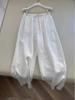 Унисекс летние свободные широкие брюки из льна и хлопка - белые, дышащие, большого размера