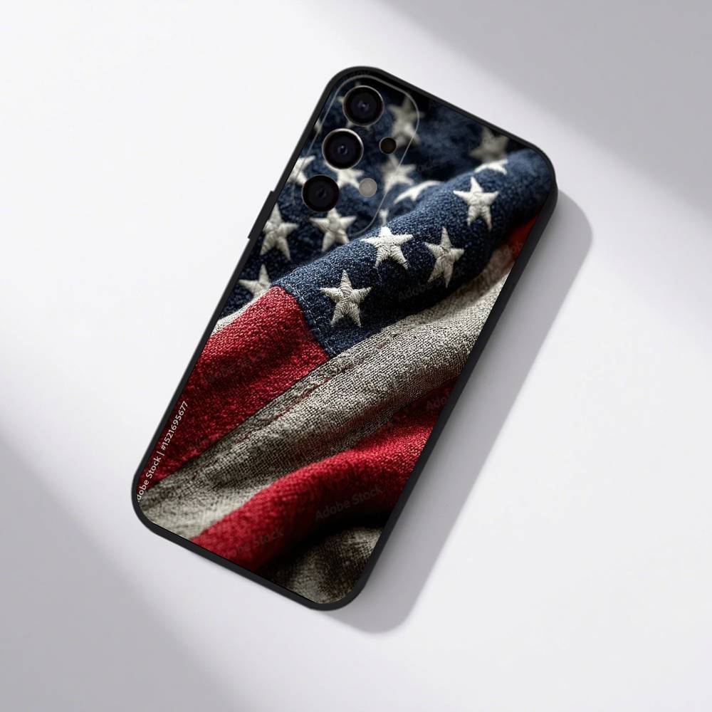 Флаг США Американский чехол для телефона для Samsung S25,S24,S21,S22,S23,S30,Ultra,S20,Plus,Fe,Lite,5G Черный чехол