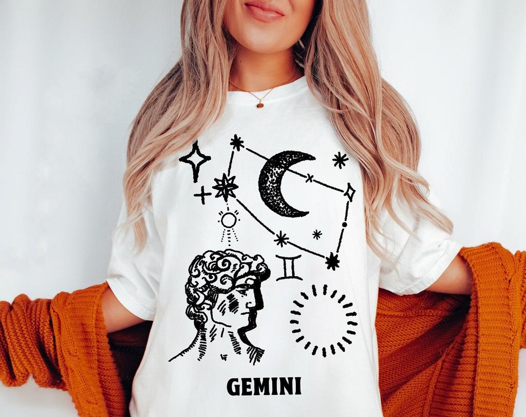 Gemini Zodiac Tee, Gemini zodiac gift, Zodiac birthday, Zodiac Shirt, Vintage Inspired Cotton T-shirt, Unisex Tee, Comfort Colors Tee