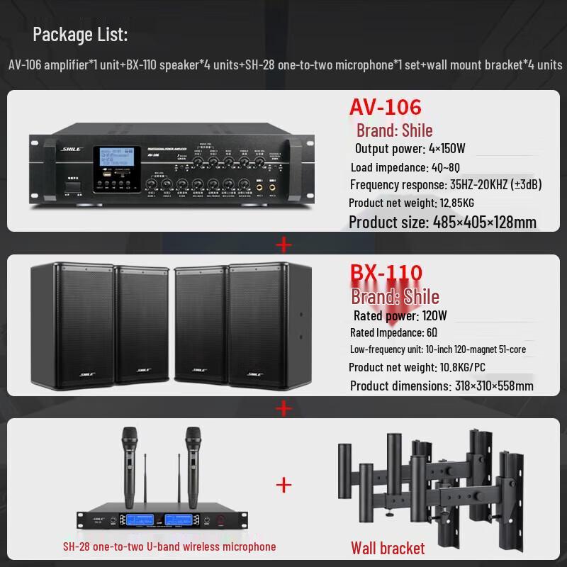 Shile Professional 10-inch Wall-Mounted Conference Audio System (CN version)