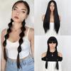 Synthetic Straight Black Synthetic Wigs Long Double Braidsd Wig for Women Cosplay Daily Use 24 Inch Heat Resistant Hair