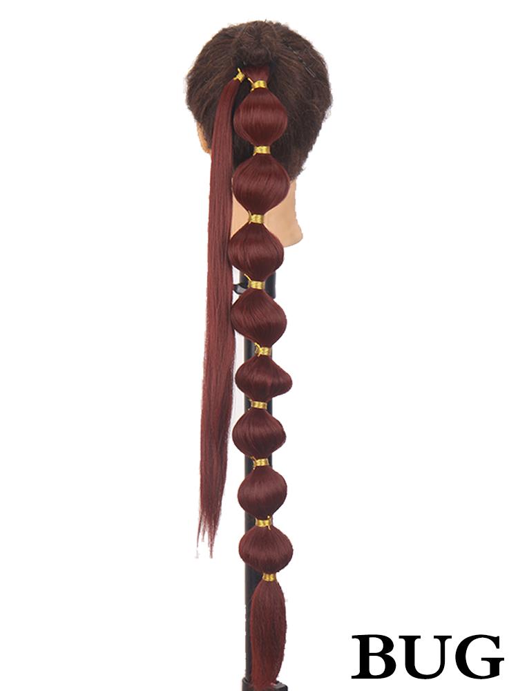 Synthetic Long Bubble Ponytail Extensions Soft and Elastic Puff Ponytail Wrap Around Hair Tie Straight Ponytail For Women Daily Use