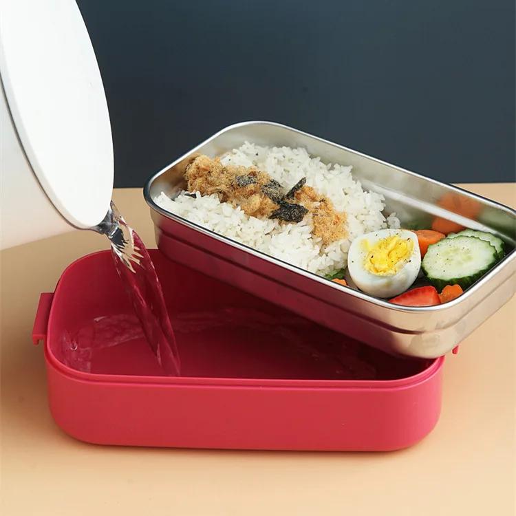 Ланч-бокс из нержавеющей стали для детей, офисных работников, многослойные разделенные коробки для бенто, переносные контейнеры для хранения продуктов питания, пригодные для использования в микроволновой печи
