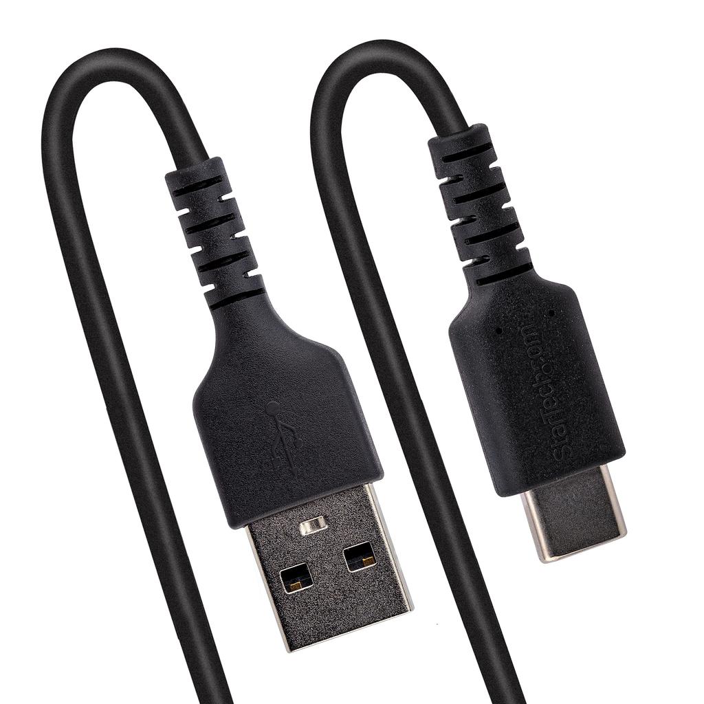 STARTECH до 50 см Спиральный кабель из арамидного волокна Папа к USB A к USB Type C Спиральный Черный Сверхпрочный USB-A USB-C кабель, (Расширяемый), Усиленный, Папа, Кабель 2.0,