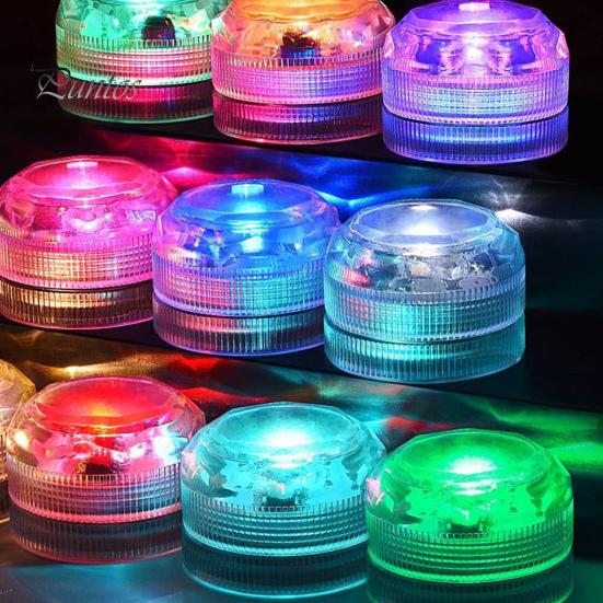 12Pcs Underwater Lights with Intelligent Remote Control Energy-Saving Waterproof Multiple Modes RGB Swimming Pool Mini LED Lights