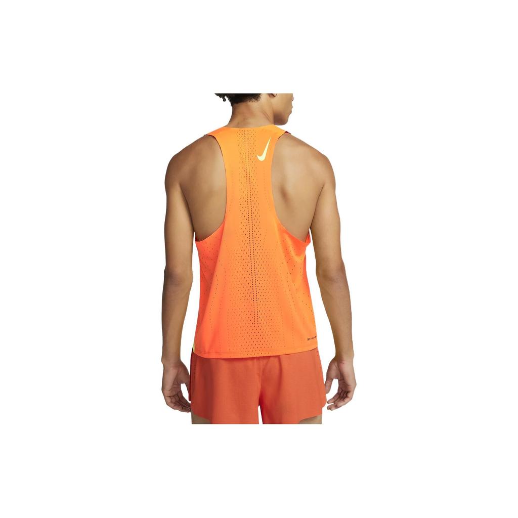 Nike Solid Color Logo Print Mesh Tank Top Men Tops Orange DM4624-803