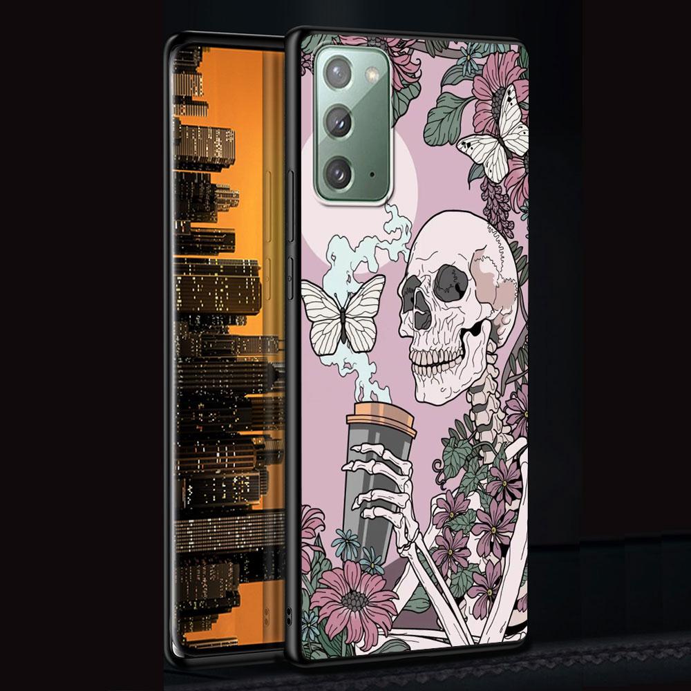 Чехол-бабочка в стиле ретро с черепом для Samsung Galaxy Note 20 Ultra 10 Lite 9 8 A53 A52 S23 S22 S21 S20 Plus, силиконовый черный чехол для телефона