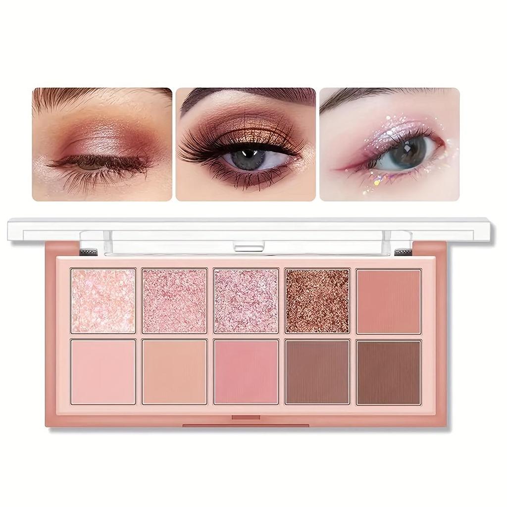 Палитра теней для век Smoky Eye Shadow из 10 цветов. Стойкий матовый и мерцающий финиш. Черные, коричневые, коралловые, розовые, земляные тона для контурирования лица и повседневного макияжа.