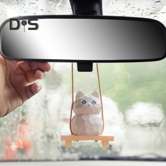 Подвесное украшение для автомобиля в виде кошки, мультяшный кот, зеркало заднего вида, воздушный шарм, милый кот, украшение для интерьера для любителей кошек