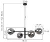 Vicenza Black Hanging Lamp 4-Flat Graphite Lampshade E14