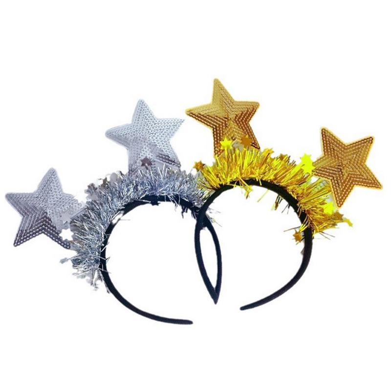 Год повязка на голову золото серебро блестки звезда блестки обруч для волос мытье лица маска для лица держатель для волос женщины леди девушка аксессуар для волос