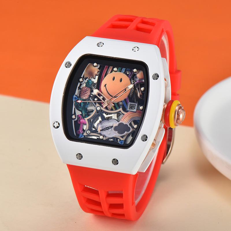 Мужские кварцевые часы из чистого белого вина с циферблатом в форме бочки, календарем и секундной стрелкой