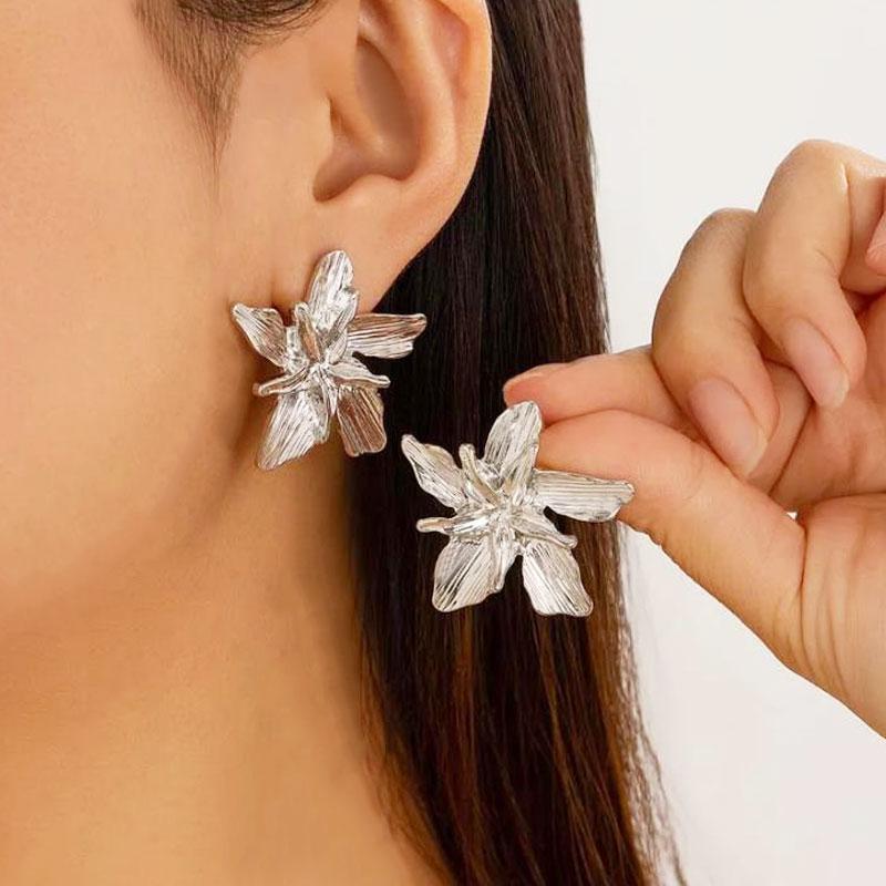 Новые винтажные металлические золотые цветочные большие серьги для женщин модные цветочные серьги ювелирные изделия подарок оптовая продажа