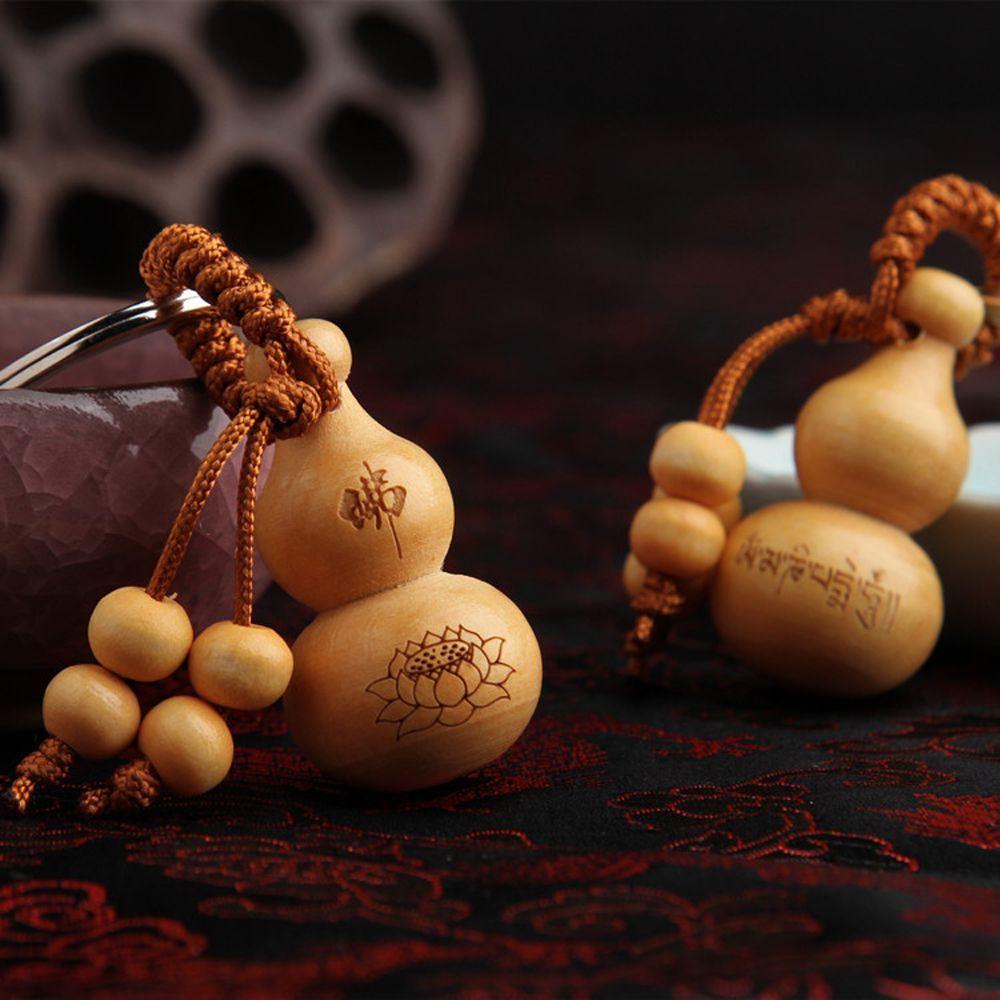 Pendant Wishful Key Chain Ornaments Peach Wood Keyring Chinese Traditional Keychain Good Luck Gourd