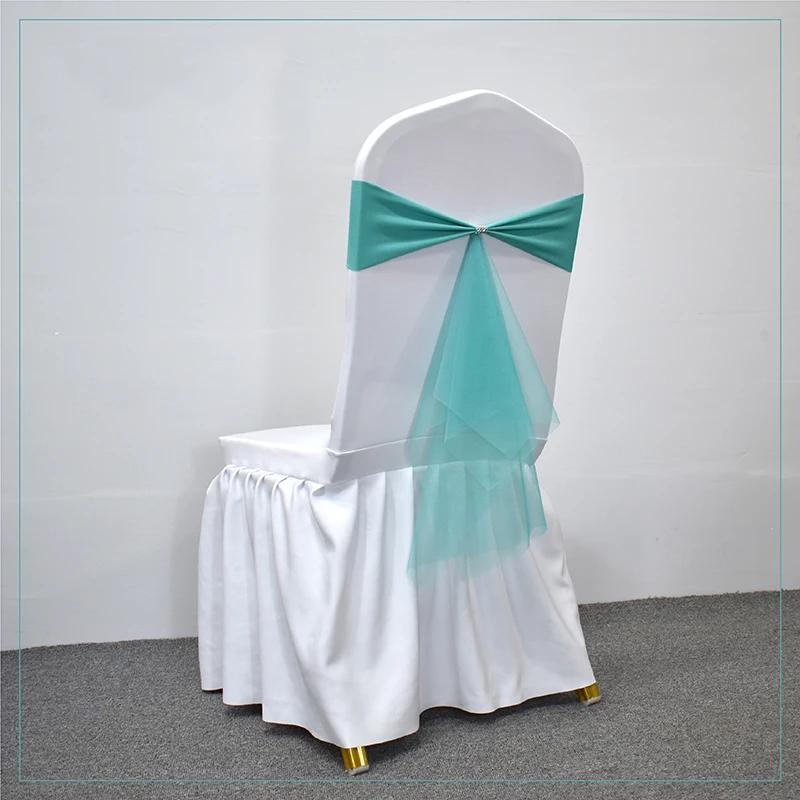 10/50 шт. эластичные спандексовые ленты-банты для стульев с лентой из органзы для банкета, вечеринки, свадьбы, эластичные пояса для стульев